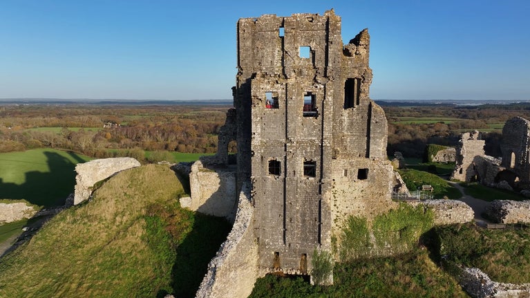 Looking in to the Keep at Corfe Castle and the Kings' View platform